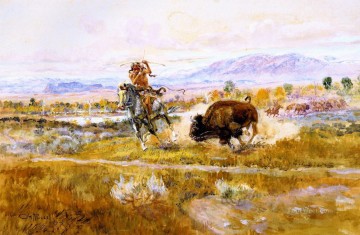  Fighting Painting - fighting meat 1925 Charles Marion Russell